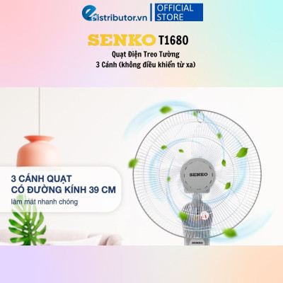 Quạt Treo Remote SENKO TR1683 ( Có Remote) / TR1628 (Có Điều Khiển Từ Xa) - Quạt T1682 / T1680 ( Không Có Điều Khiển Từ Xa) - Hàng Chính Hãng - Bảo Hành 12 Tháng - Quạt Treo Tường Senko Có Remote TR1628 (Tương tự mã TR1683)