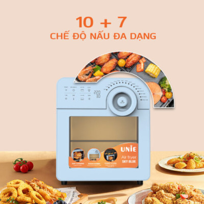 Nồi chiên không dầu UNIE Sky Blue dung tích 14.5L công suất 1700W - Hàng chính hãng