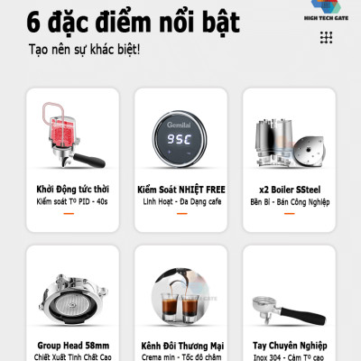 Máy Pha Cà Phê Espresso Gemilai CRM3007I Chuyên Nghiệp Thương Mại, Kiểm Soát Nhiệt Độ Pha Tùy Ý, Pha Cafe Espresso 58mm, Định Lượng Tùy Ý, Hàng Chính Hãng