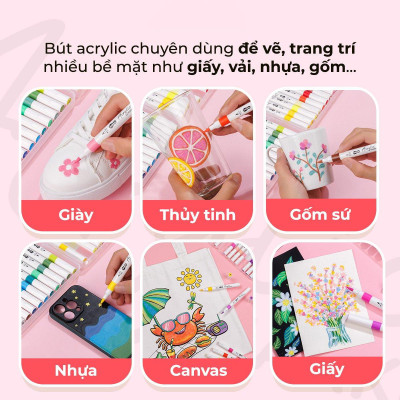 Hộp 24 Bút Lông Màu Acrylic Markers 1 Đầu - Colokit ACM-C004