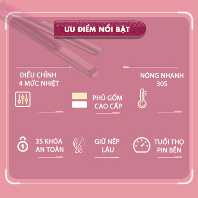 Máy duỗi tóc không dây Kemei KM-555 chuyên nghiệp điều chỉnh 4 mức nhiệt độ phù hợp mọi loại tóc - Hàng chính hãng