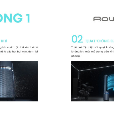 Quạt Không Cánh Kiêm Lọc Không Khí Rowenta Eclipse QU5030F0 Lọc Sạch 99,95% Bụi Mịn Cảm Biến Nhiệt Độ Auto Ồn Cực Thấp Công Suất 33 W - Hàng Nhập Đức