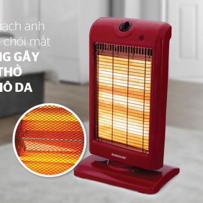 Sưởi điện 3 bóng Halogen Sunhouse SHD7016 đỏ đen - Hàng chính hãng