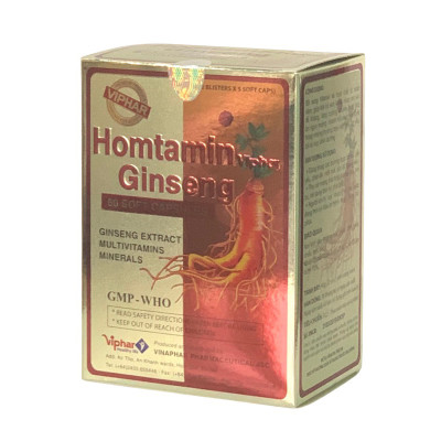 Viên bồi bổ sức khỏe nhân sâm và khoáng chất HOMTAMIN Ginseng Vinaphar Hộp 60 viên