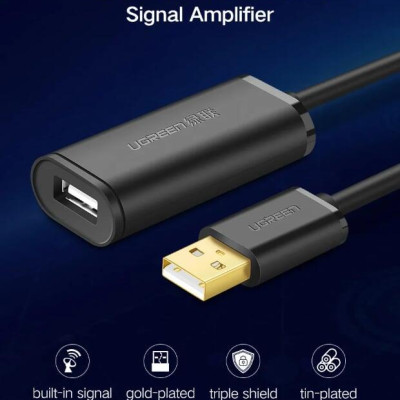 Ugreen UG10319US121TK 5M màu Đen Cáp tín hiệu nối dài USB 2.0 có chip khuếch đại cao cấp - HÀNG CHÍNH HÃNG