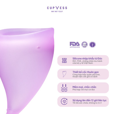 Cốc nguyệt san tiêu chuẩn S Cup cỡ S (30ml) Cup Yess chính hãng, an toàn, phù hợp mọi cơ địa