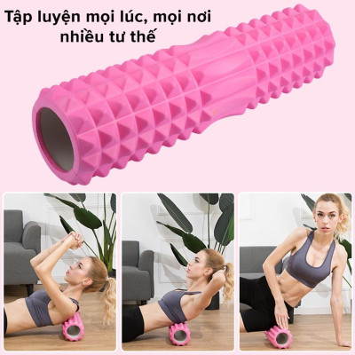 Con Lăn Yoga Massage Foarm Roller 33cm - Ống Trụ Lăn Xốp Tập Thể Thao Giãn Cơ Có gai Roam Rollet Cao Cấp Chính Hãng Amalife