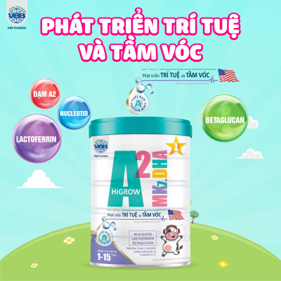 Sữa Bột A2 Mk7.DHA HiGrow- Phát Triển Chiều Cao và Tầm Vóc