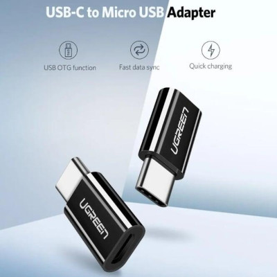 Ugreen UG30391US157TK Màu Đen Đầu chuyển đổi TYPE C sang MICRO USB vỏ nhựa ABS - HÀNG CHÍNH HÃNG