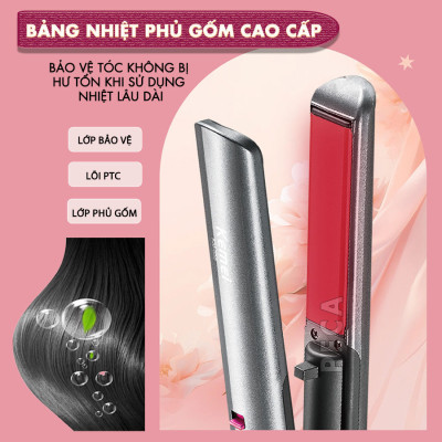 Máy duỗi tóc không dây Kemei KM-555 chuyên nghiệp điều chỉnh 4 mức nhiệt độ phù hợp mọi loại tóc - Hàng chính hãng