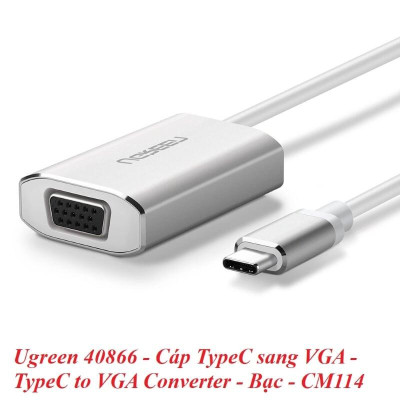 Ugreen UG40866CM114TK 15CM màu Bạc Bộ chuyển đổi TYPE C sang VGA vỏ bọc nhôm - HÀNG CHÍNH HÃNG