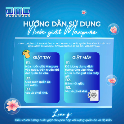 Chai nước giặt Maxpure Hương Lily Hy Lạp 3L - TẶNG 1 dây 10 gói nước xả hương CoCo