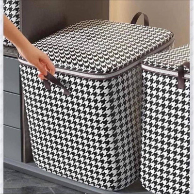 Túi Vải Caro Trắng Đen Đựng Quần Áo – Chống Bụi, Có Quai, Siêu Bền, Dễ Vệ Sinh