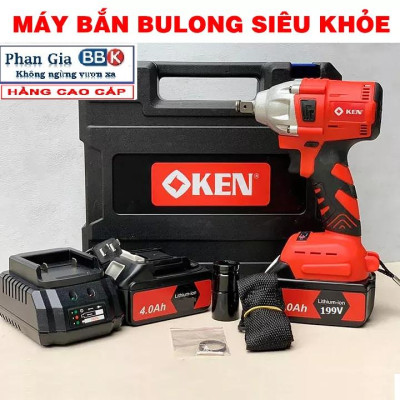 Máy Siết Bulong 199V Đầu 2 Trong 1, Máy Bắn Bulong Không Chổi Than Khoan Tường Bắn Vít Mở Ốc Xe Pin Khỏe