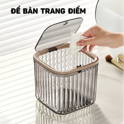 Hộp Đựng Rác Để Bàn Nắp Bật Trong Suốt - Thùng Rác Mini Để Bàn Có Nắp Đậy PaKaSa - Hàng chính hãng (Giao màu ngẫu nhiên)