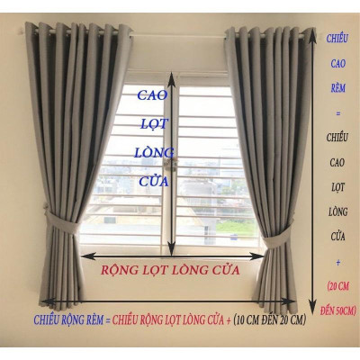 Rèm Trang Trí Cửa Sổ,Cản Nắng- Hoạ Tiết Trơn - Màu Xám Khói, NHIỀU KÍCH THƯƠC, CÓ SẴN