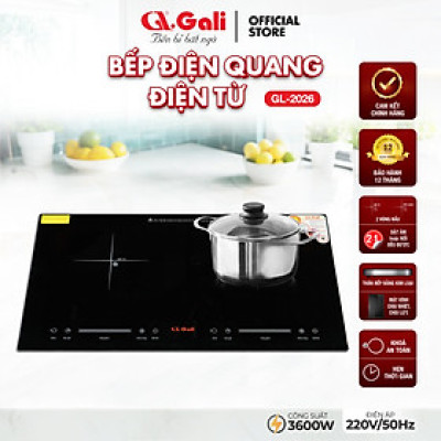 Bếp điện từ, điện quang, hồng ngoại đặt âm Gali GL-2025, 2in1, 3600w hàng chính hãng nhập khẩu Gali bảo hành 24 tháng.