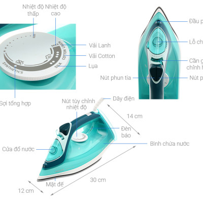 Bàn Ủi Hơi Nước Philips DST3030/70, 2400W Mặt Đế Ceramic, Hàng Chính Hãng