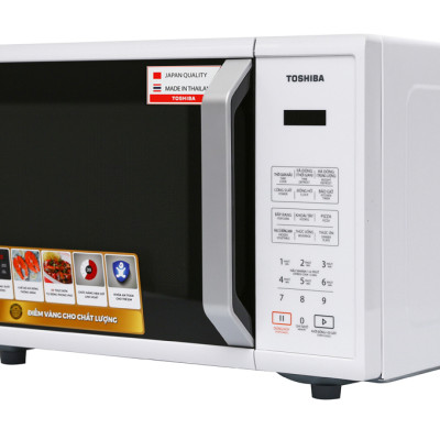 Lò vi sóng Toshiba ER-SS23(W1)VN - Dung tích 23L - Công suất 800W - Xuất xứ Thái Lan, 11 Mức công suất, 8 thực đơn tự động, Chức năng rã đông nhanh và thuận tiện, Bảng điều khiển Tiếng Việt - Hàng chính hãng, bảo hành 12 tháng, chất lượng Nhật Bản