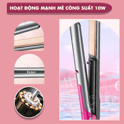 Máy duỗi tóc không dây Kemei KM-555 chuyên nghiệp điều chỉnh 4 mức nhiệt độ phù hợp mọi loại tóc - Hàng chính hãng