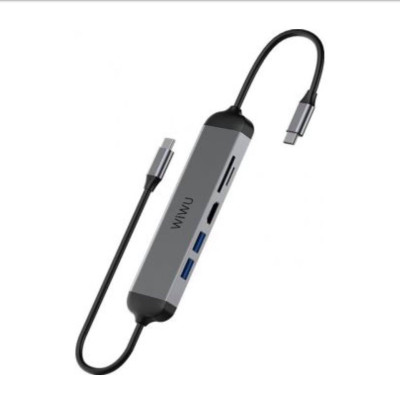 Hub Chuyển Đa Năng WIWU Alpha USB-C A521H 5 in 1 Chất Liệu Hợp Kim Kẽm, Hỗ Trợ Sạc Nhanh - Hàng Chính Hãng 