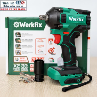 Máy siết bulong WORKFIX (WF-IW450N) đầu 2 trong 1 Lực siết 450Nm  Không Chổi Than - HÀNG chính hãƞg