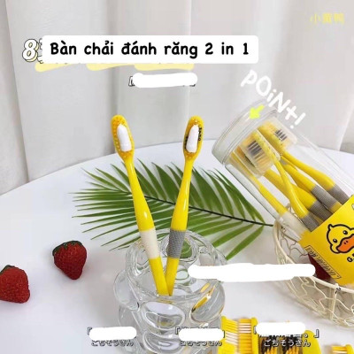 Sản phẩm dụng cụ vệ sinh -Hộp 8 cây bàn chải cho bé 2 in 1 kèm dụng cụ cạo lưỡi ,cán cầm chống trượt ,lông bàn chải sợi tơ siêu mềm , giúp chải răng sạch hơn , giảm vi khuẩn gây sâu răng và hôi miệng an toàn và tiện lợi
