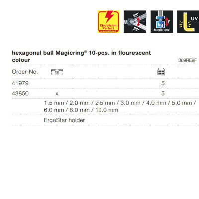 Bộ lục giác đầu bi màu Wiha 43850