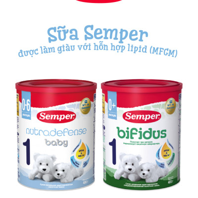 Combo 2 Sữa bột công thức Semper Baby Nutradefense 2 400g/hộp và Semper Bfidus Nutradefense 2 400g/hộp