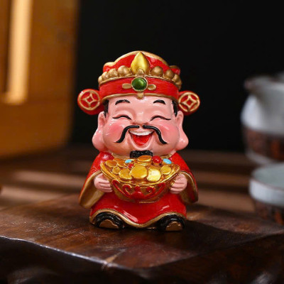 Bộ 5 Tượng Thần Tài "Phúc - Lộc - Thọ -Tài - Hỷ" Mini Trang Trí Sen Đá, Nhà, Sân Vườn