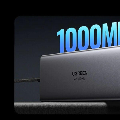 Ugreen UG15532CM498TK USB type C sang 1 x HDMI 4K60hz + 1 x USB-C 3.2 + USB-A 3.2 10Gbps + 1 x RJ45 1Gbps + TF + SD + 2 x USB 3.0 + 1 x USB-C PD 100W Bộ chuyển 9in1 - HÀNG CHÍNH HÃNG