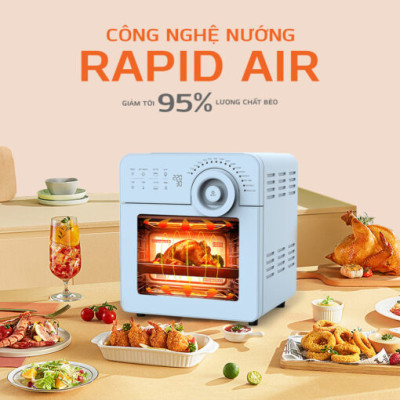 Nồi chiên không dầu UNIE Sky Blue dung tích 14.5L công suất 1700W - Hàng chính hãng