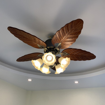 Quạt trần trang trí 52KSA - 2520 - cánh hình lá gỗ tự nhiên độc đáo có tính thẩm mĩ cao - Tặng bộ điều khiển từ xa