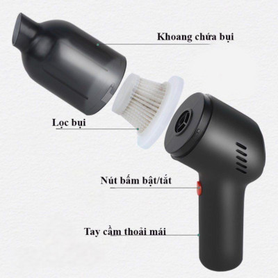 Máy Hút Bụi Doron D-01 Không Dây Cầm Tay Mini, Lực Hút Mạnh, Công Suất 120W, Hút Bụi Ô Tô, Giường Nệm, Máy Tinh Tiện Lợi - Hàng Chính Hãng
