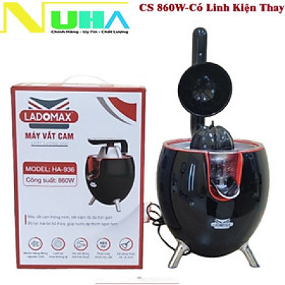 Máy vắt cam công suất lớn Ladomax - Công suất 860W - moto đồng - có linh kiện thay - Màu đen - Hàng chính hãng