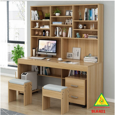 Bàn làm việc, bàn học liền kệ gỗ MDF BLK401 - Nội thất lắp ráp Viễn Đông Adv