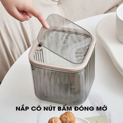 Hộp Đựng Rác Để Bàn Nắp Bật Trong Suốt - Thùng Rác Mini Để Bàn Có Nắp Đậy PaKaSa - Hàng chính hãng (Giao màu ngẫu nhiên)