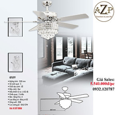 AZP - ĐÈN QUẠT TRẦN / ĐÈN TRANG TRÍ / ĐÈN PHÒNG KHÁCH / PHÒNG NGỦ AZP-QT5277 phong cách đương đại, hàng nhập khẩu AZP