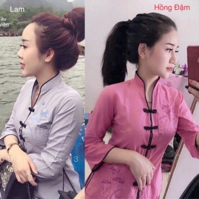ĐỒ LAM ĐI CHÙA  cổ tàu thêu sen