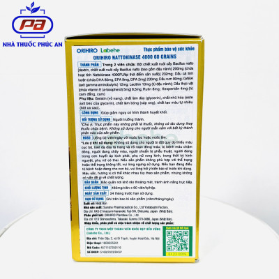 Viên uống chống đột quỵ tai biến Natto Kinase 4000FU Orihiro Nhật Bản 60 - 120 viên