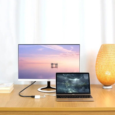 Ugreen UG30843MM123TK 15CM màu Trắng Bộ chuyển đổi TYPE C sang HDMI + VGA vỏ bọc nhựa ABS - HÀNG CHÍNH HÃNG