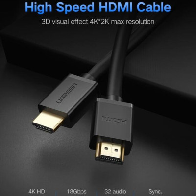 Ugreen UG10107HD104TK 2M màu Đen Cáp tín hiệu HDMI chuẩn 1.4 hỗ trợ phân giải 4K * 2K 60hz - HÀNG CHÍNH HÃNG