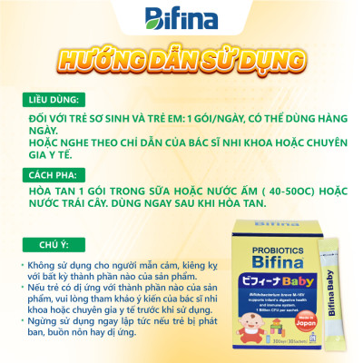 Men vi sinh Bifina Baby Nhật Bản – Hỗ trợ phòng ngừa rối loạn tiêu hoá, táo bón cho bé - Hộp 30 gói
