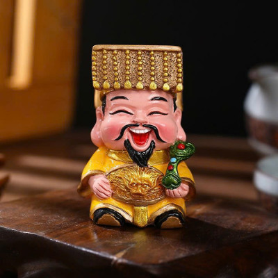 Bộ 5 Tượng Thần Tài "Phúc - Lộc - Thọ -Tài - Hỷ" Mini Trang Trí Sen Đá, Nhà, Sân Vườn