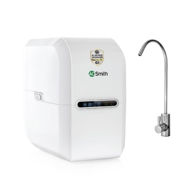 Máy Lọc Nước A. O. Smith G1, Công nghệ RO-Side Stream bản quyền Mỹ, Công suất lọc 75 GPD (11.8L/h), Điện áp đầu vào AC 220V/ 50HZ, Phương pháp sục rửa Tự động làm sạch - Hàng chính hãng