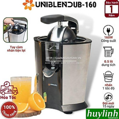 Máy vắt ép cam Uniblend UB-160 - 160W - 2 đầu vắt - Hàng chính hãng