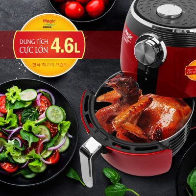 Nồi Chiên Không Dầu Magic A-802 (4.6 Lít) Đỏ- Hàng Chính Hãng