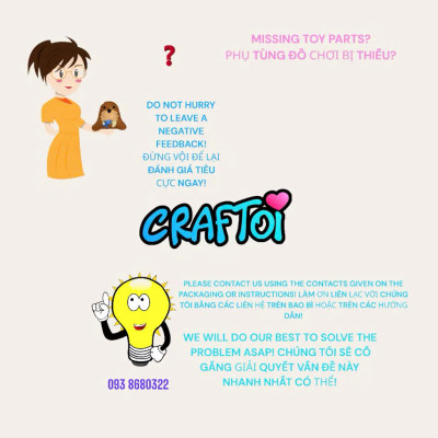 KIM NHỰA Bộ Thủ Công Trẻ Tự Làm Thú Bông 5+ BEAR MISHA Craftoi Felt Sewing toy prepunched holes plastic needle