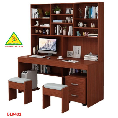Bàn làm việc, bàn học liền kệ gỗ MDF BLK401 - Nội thất lắp ráp Viễn Đông Adv