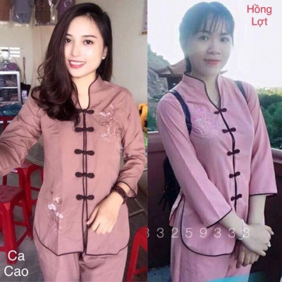ĐỒ LAM ĐI CHÙA  cổ tàu thêu sen